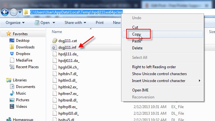 copy driver folder path