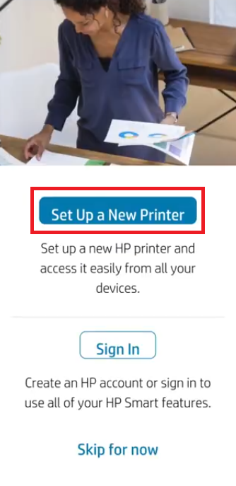 Click on Setup New HP LaserJet M208dw printer