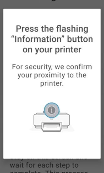 Press the flashing information button on your printer