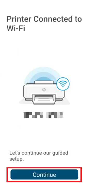 click on continue printer to the Wifi