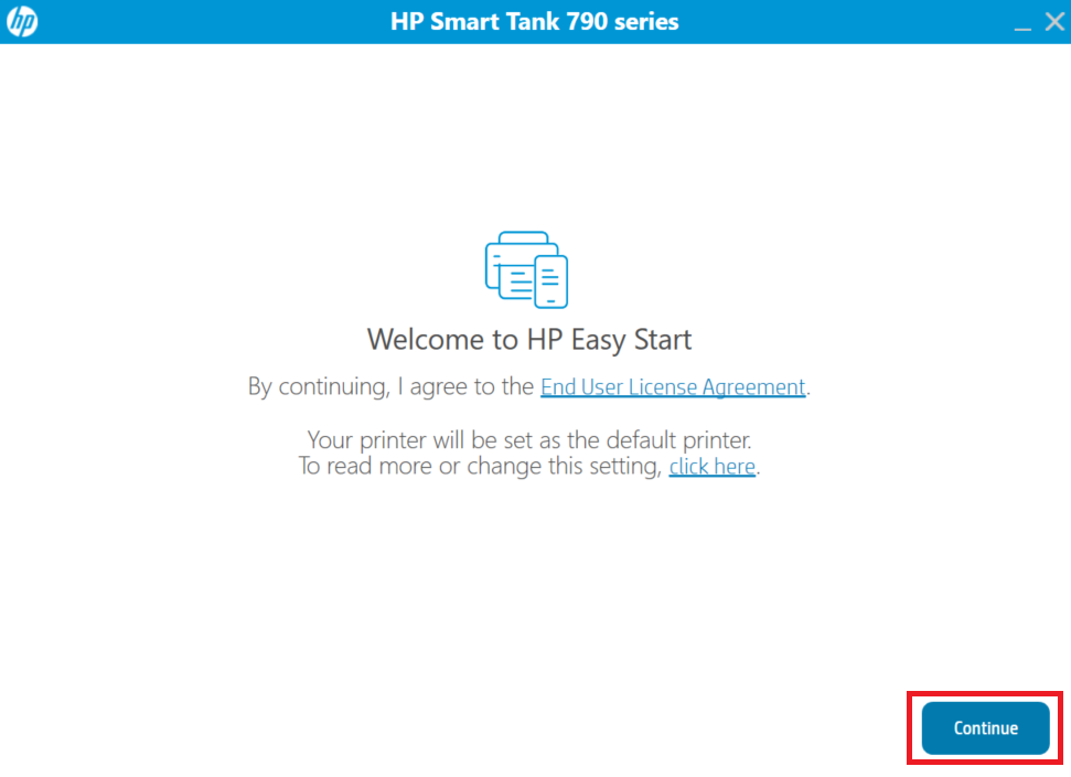 Accept HP Smart Tank 795 agreement