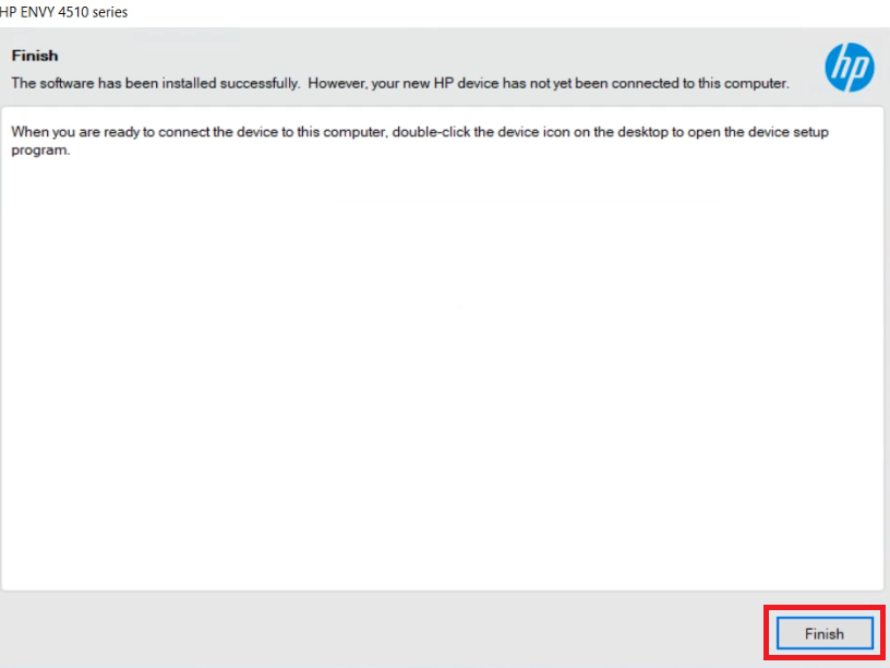 HP ENVY 4516 printer has been installed successfully