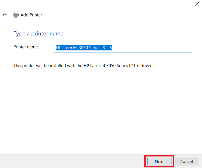 type HP Laserjet 3050 name