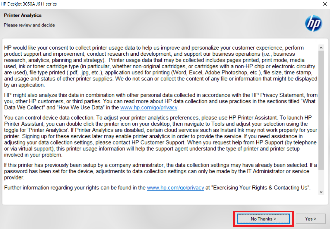 deny sharing printer data