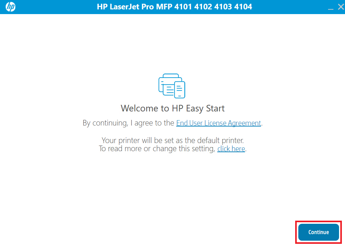 continue with the HP Laserjet 4104dw install