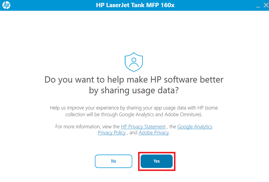 allow sharing data with HP