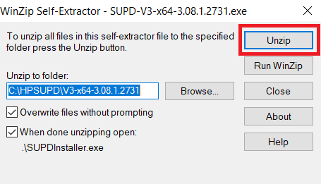 unzip driver files