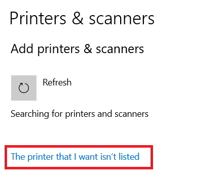 printer wasn't listed option