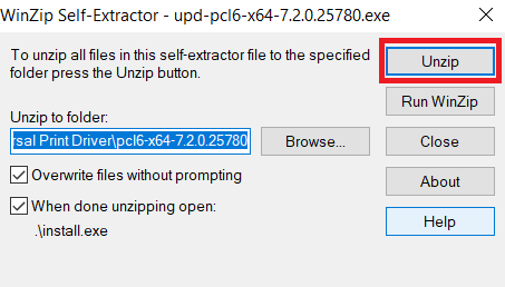 unzip driver files