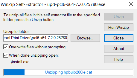 wait as files unzip into folder