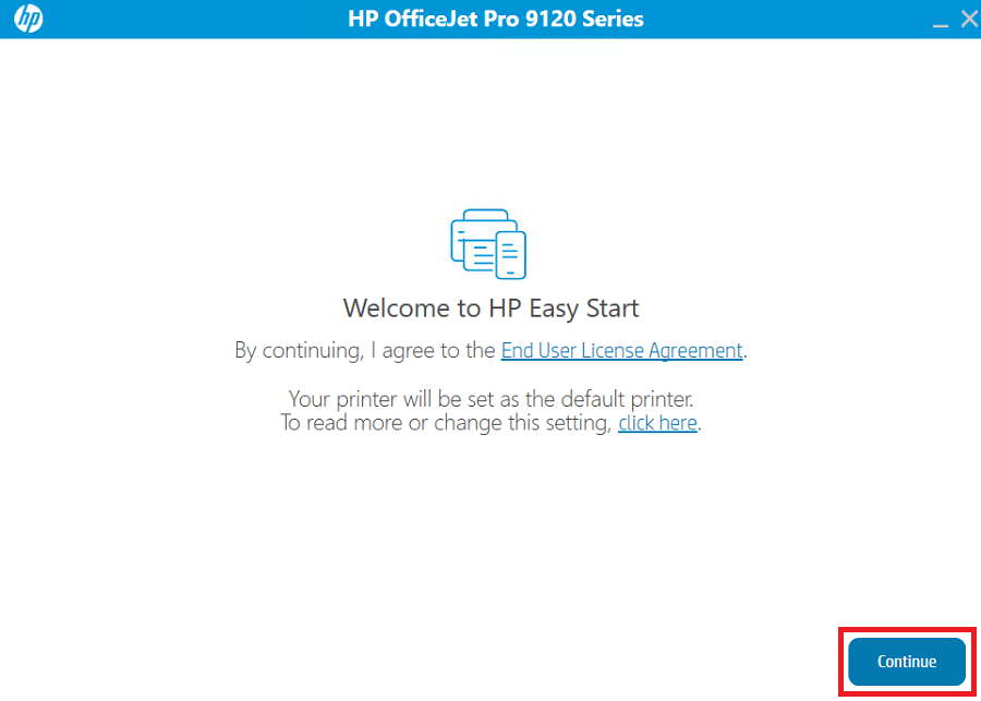 accept the agreement and printer settings