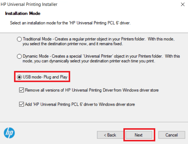 select usb connection method