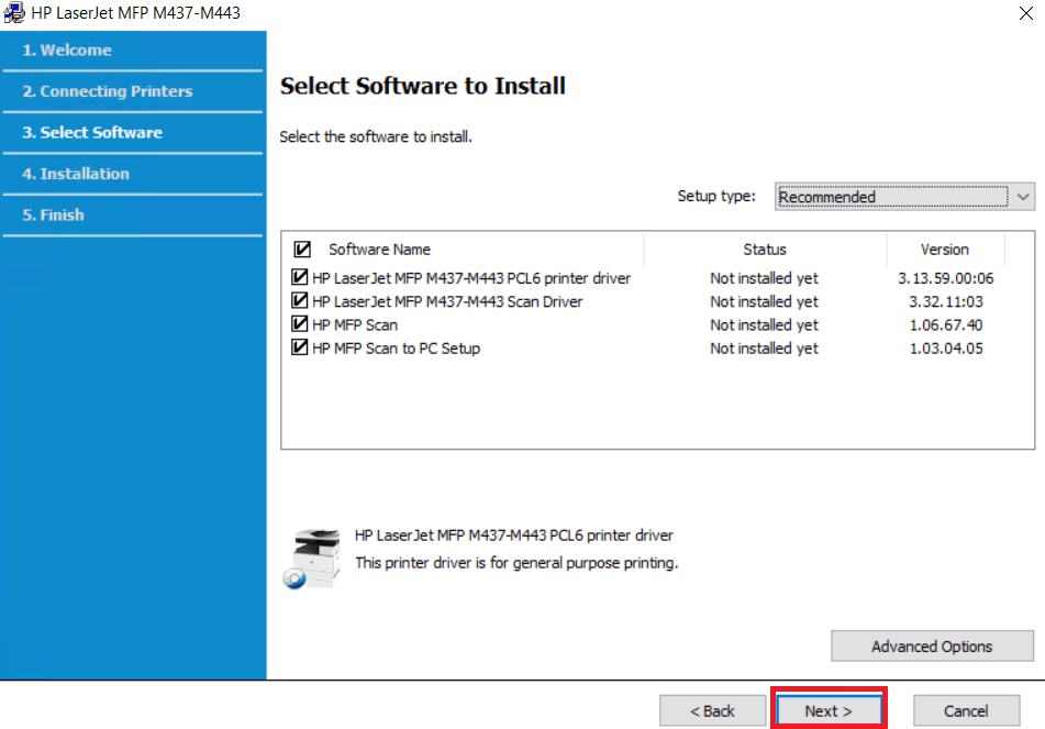 select preferred drivers and software