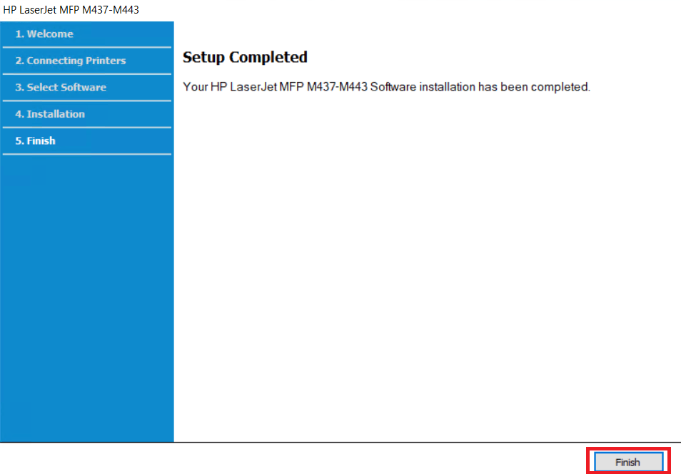 HP LaserJet MFP M438nda setup complete