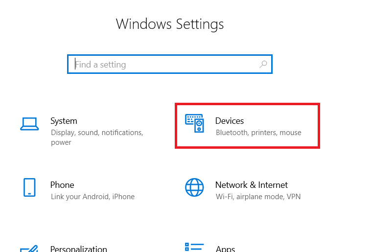 settings and devices