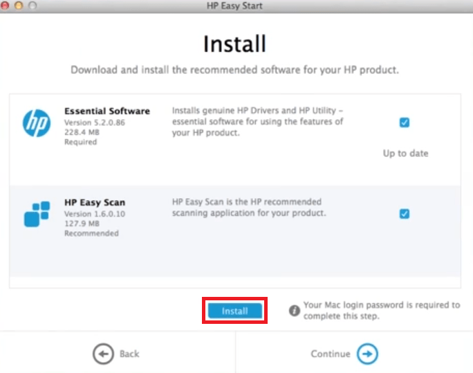 install the selected software