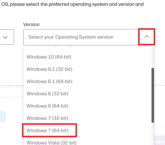 select your preferred OS version