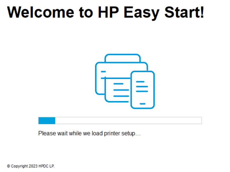 wait HP easy start to load