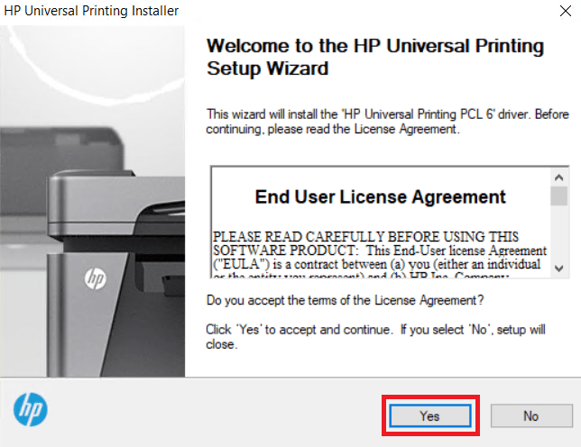 accept end user license agreement