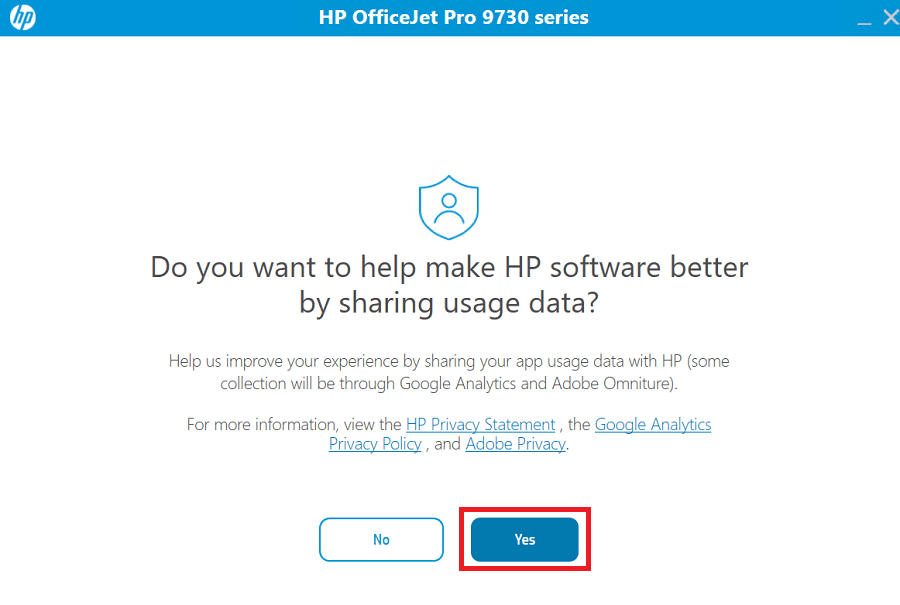 accept sharing of printer usage data