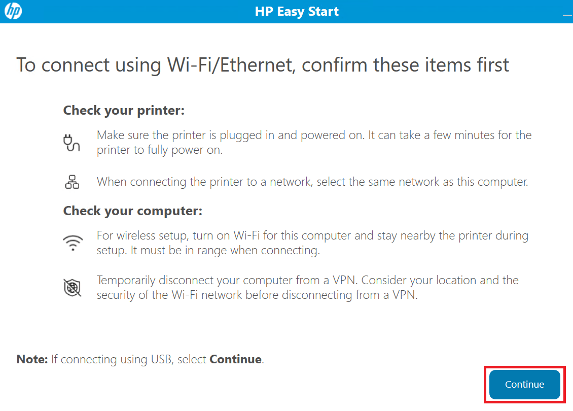 select USB connection method