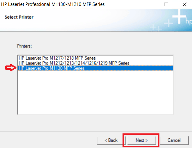 select HP LaserJet Pro M1130 Series