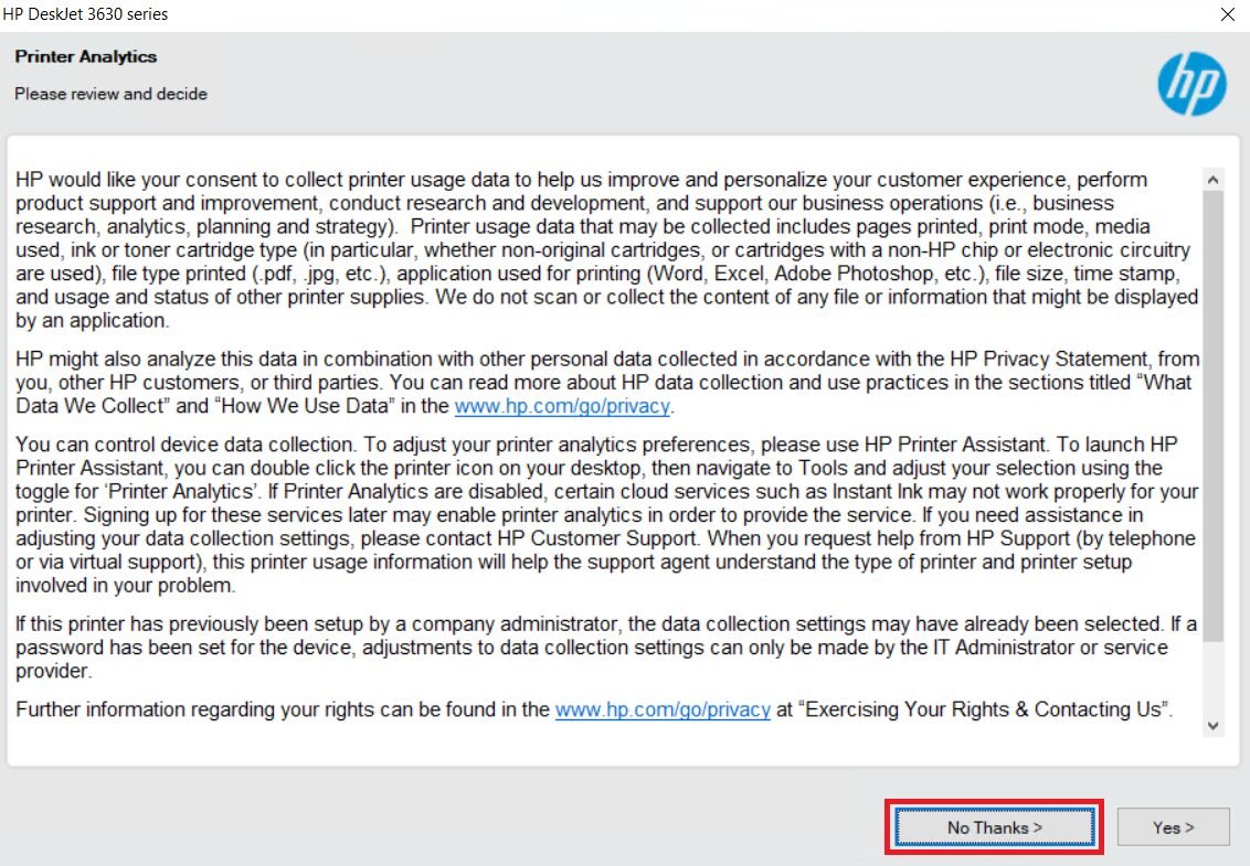 deny printer data sharing