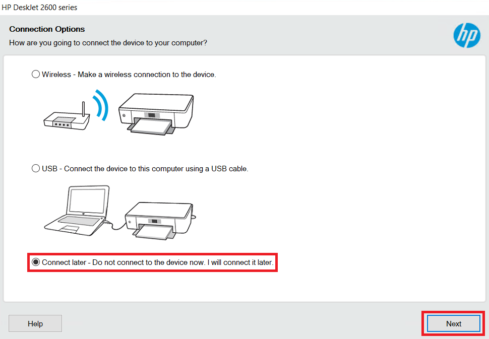 connect HP DeskJet 2632 later