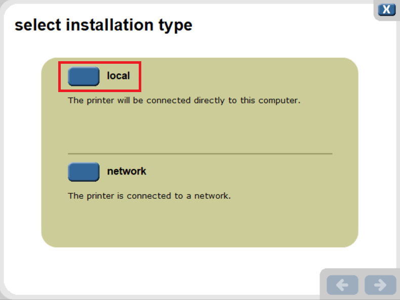 select local connection option